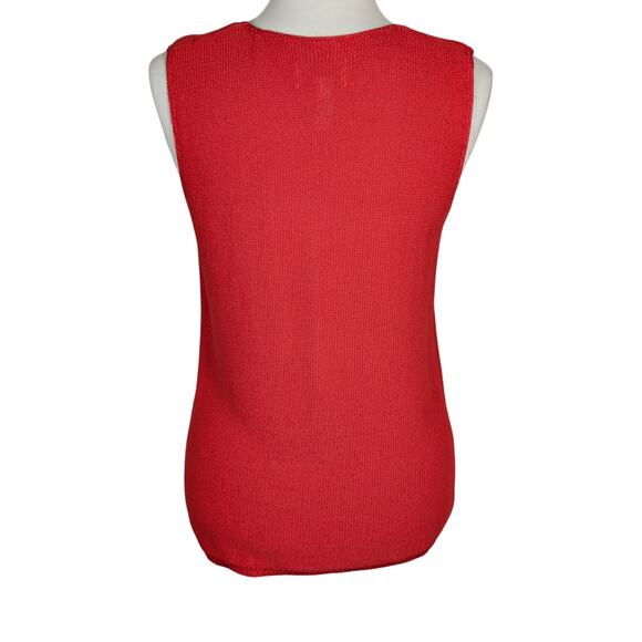 Vintage Chico's Design Size 2 / Large Red Sleeveless V-neck Sweater Vest - Picture 5 of 6
